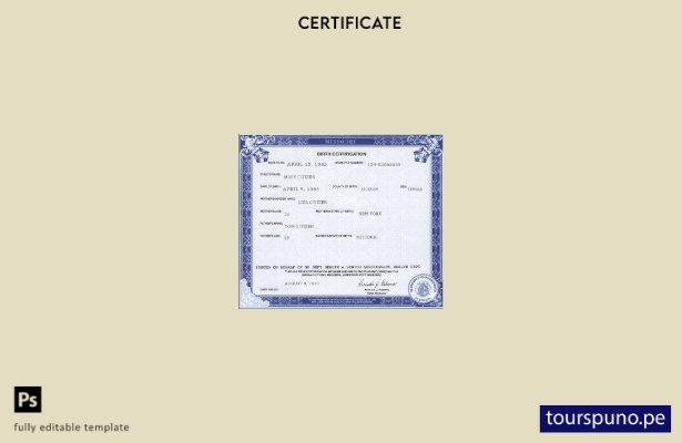 Plantilla de certificado de nacimiento del estado de Missouri de EE. UU. lista p